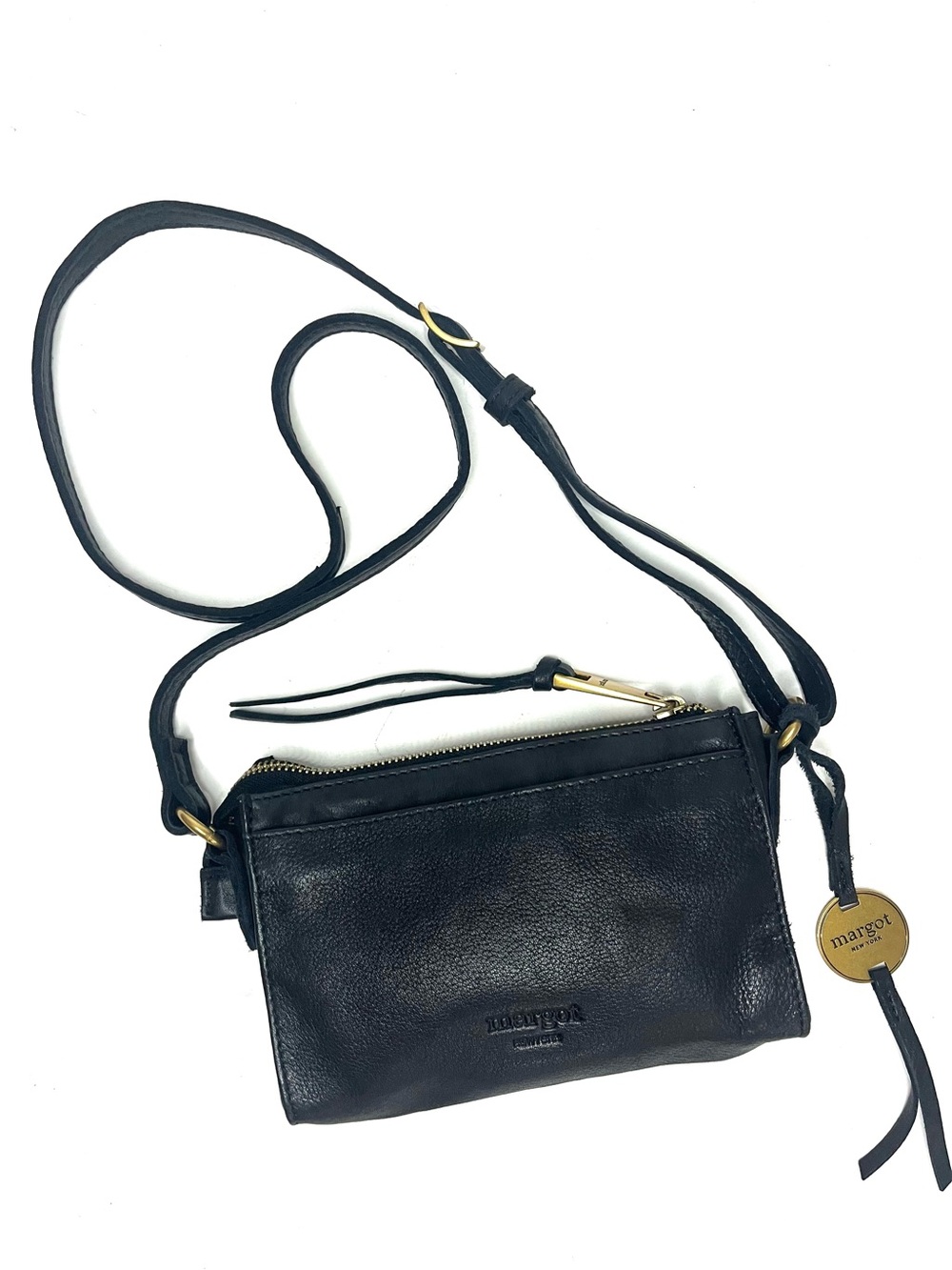 Margot New York Small Black Leather Crossbody